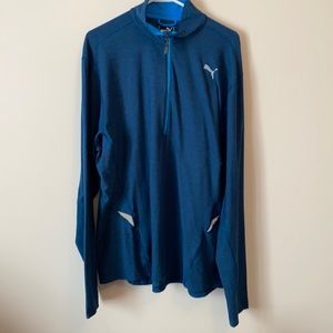 Puma 1/4 Zip Long Sleeve Turquoise Pullover XXL